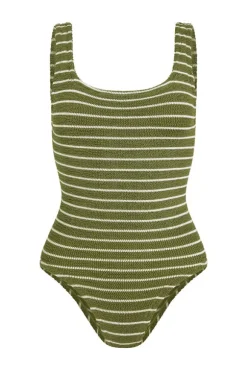 Square Neck Swim Metallic Moss/White