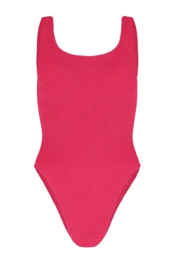 Square Neck Swim Metallic Raspberry