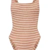 Square Neck Swim Metallic Cocoa/White