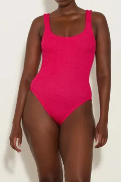 Square Neck Swim Metallic Raspberry