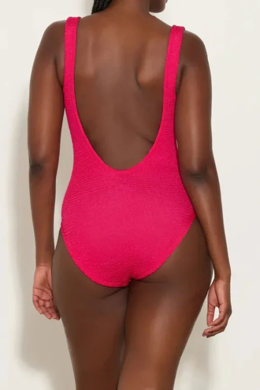 Square Neck Swim Metallic Raspberry
