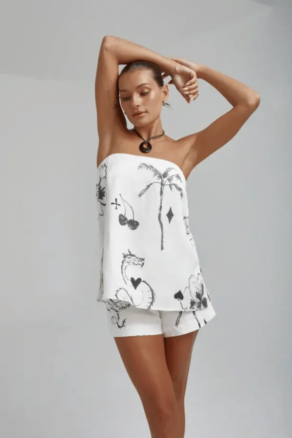 Strapless Shirt Top Black Dragon Of Hearts