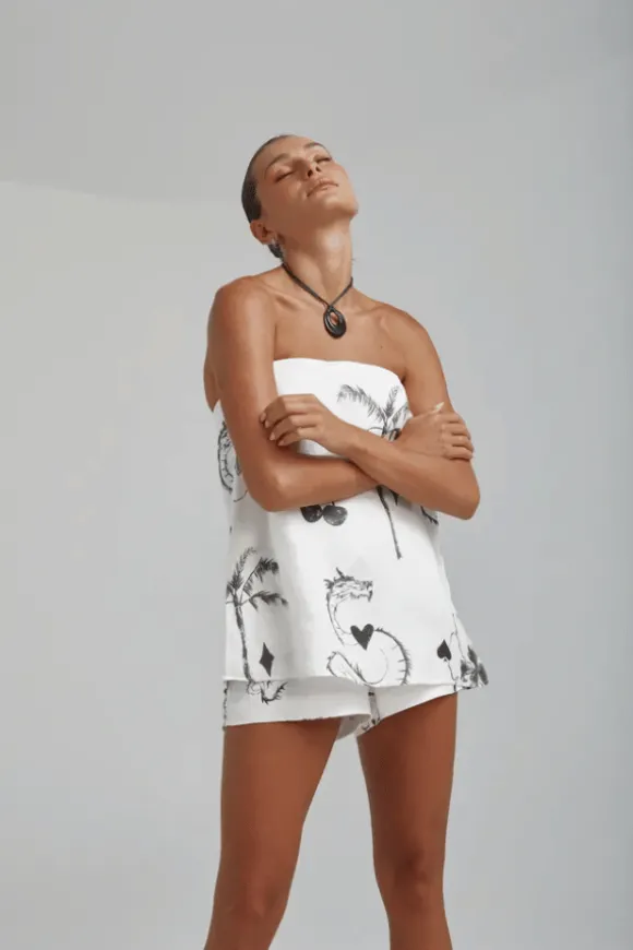 Strapless Shirt Top Black Dragon Of Hearts