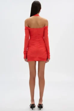 The 'Sonnet' Mesh Mini Dress Tomato Red