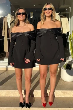 The Ultimate Muse Bow Mini Dress Black