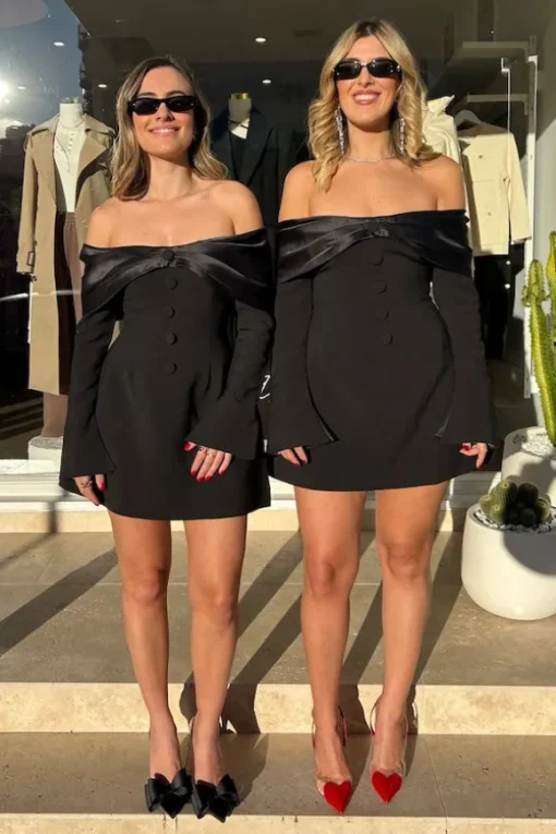 The Ultimate Muse Bow Mini Dress Black