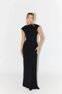 The Ultimate Muse Drape Back Maxi Dress Black