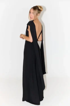 The Ultimate Muse Drape Back Maxi Dress Black