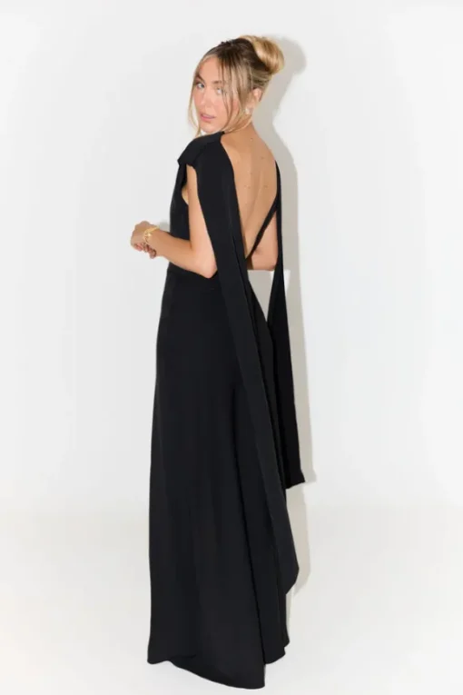 The Ultimate Muse Drape Back Maxi Dress Black