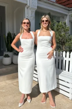 The Ultimate Muse Halter Neck Midi Dress White