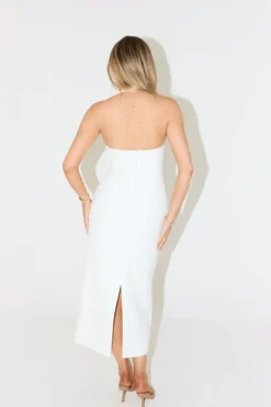The Ultimate Muse Halter Neck Midi Dress White