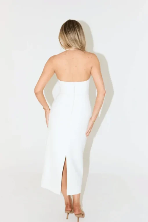 The Ultimate Muse Halter Neck Midi Dress White