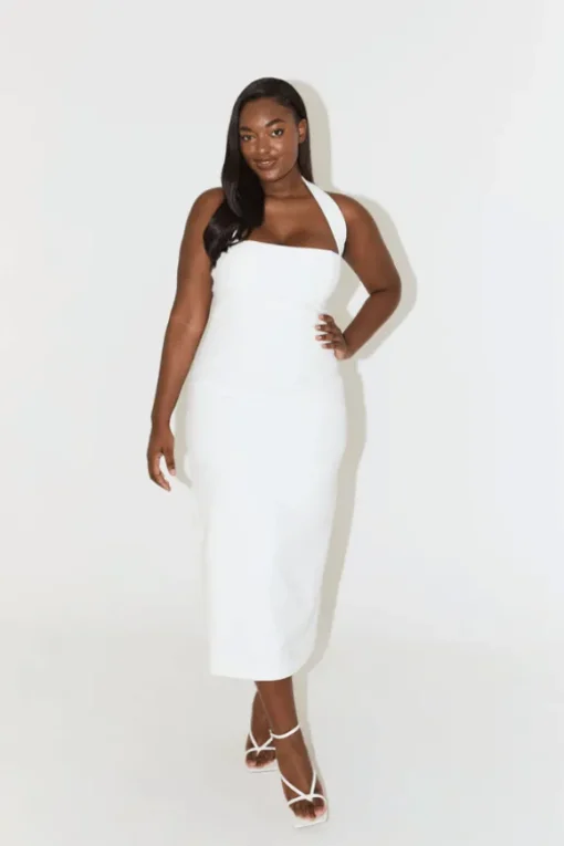 The Ultimate Muse Halter Neck Midi Dress White