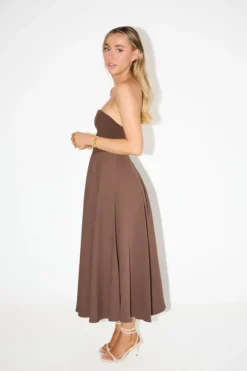 The Ultimate Muse Strapless Midi Dress Brown