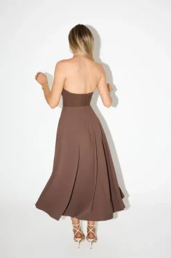 The Ultimate Muse Strapless Midi Dress Brown