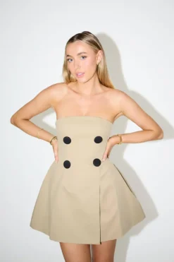 The Ultimate Muse Trench Mini Dress Beige