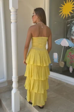 Tiered Maxi Dress Lemon/Gold