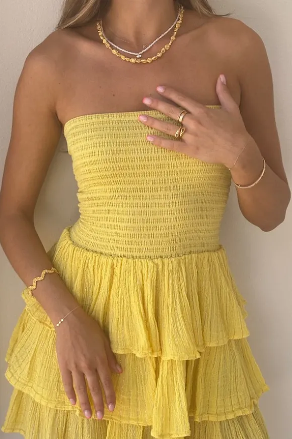 Tiered Maxi Dress Lemon/Gold