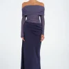 Yasmin Off Shoulder Dress Navy
