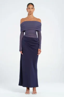 Yasmin Off Shoulder Dress Navy