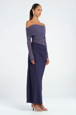 Yasmin Off Shoulder Dress Navy