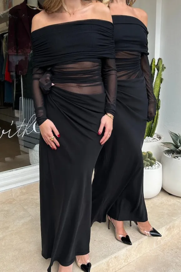 Yasmin Off Shoulder Maxi Dress Black