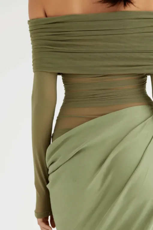 Yasmin Off Shoulder Maxi Dress Pistachio