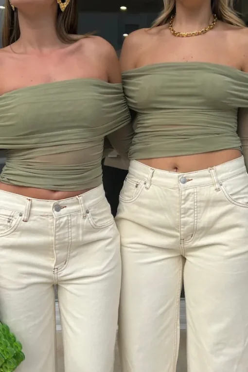 Yasmin Off Shoulder Top Pistachio
